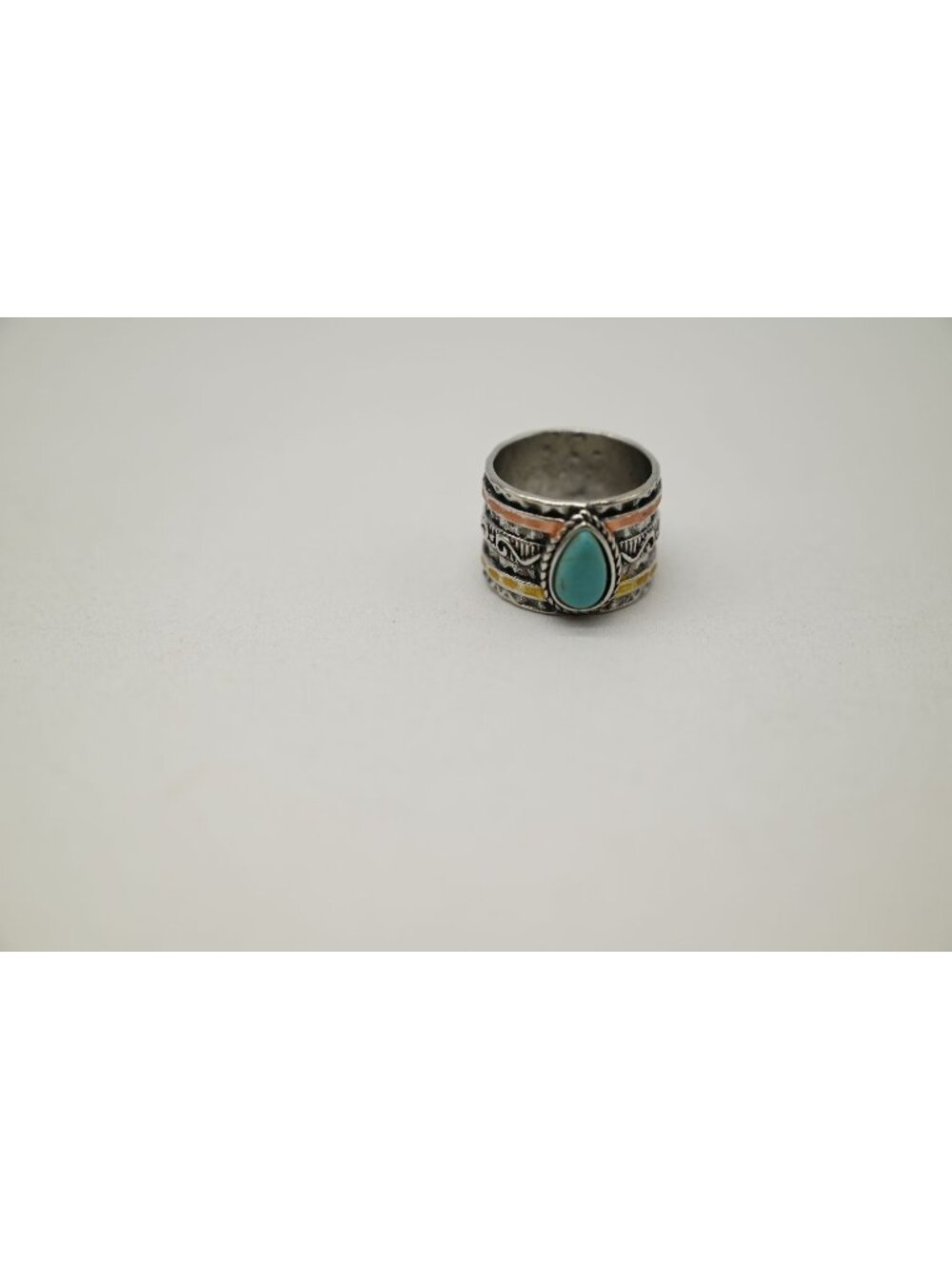 NWOT Josslyn Teardrop Natural Stone Ring Silver Gold Tone Turquoise Boho